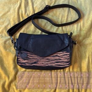 Wanderers Co. Black and Tiger-striped Crossbody Bag